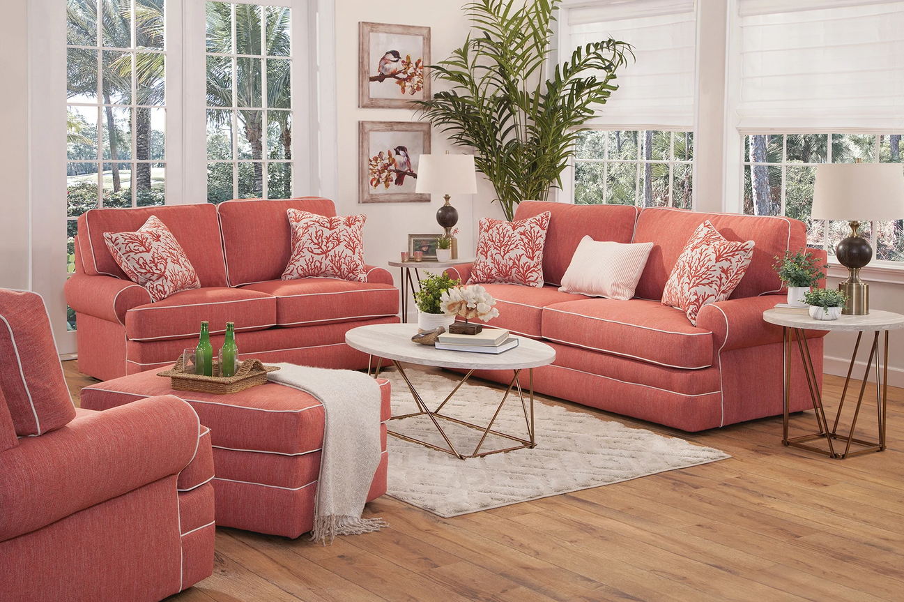 matching red living room furniture