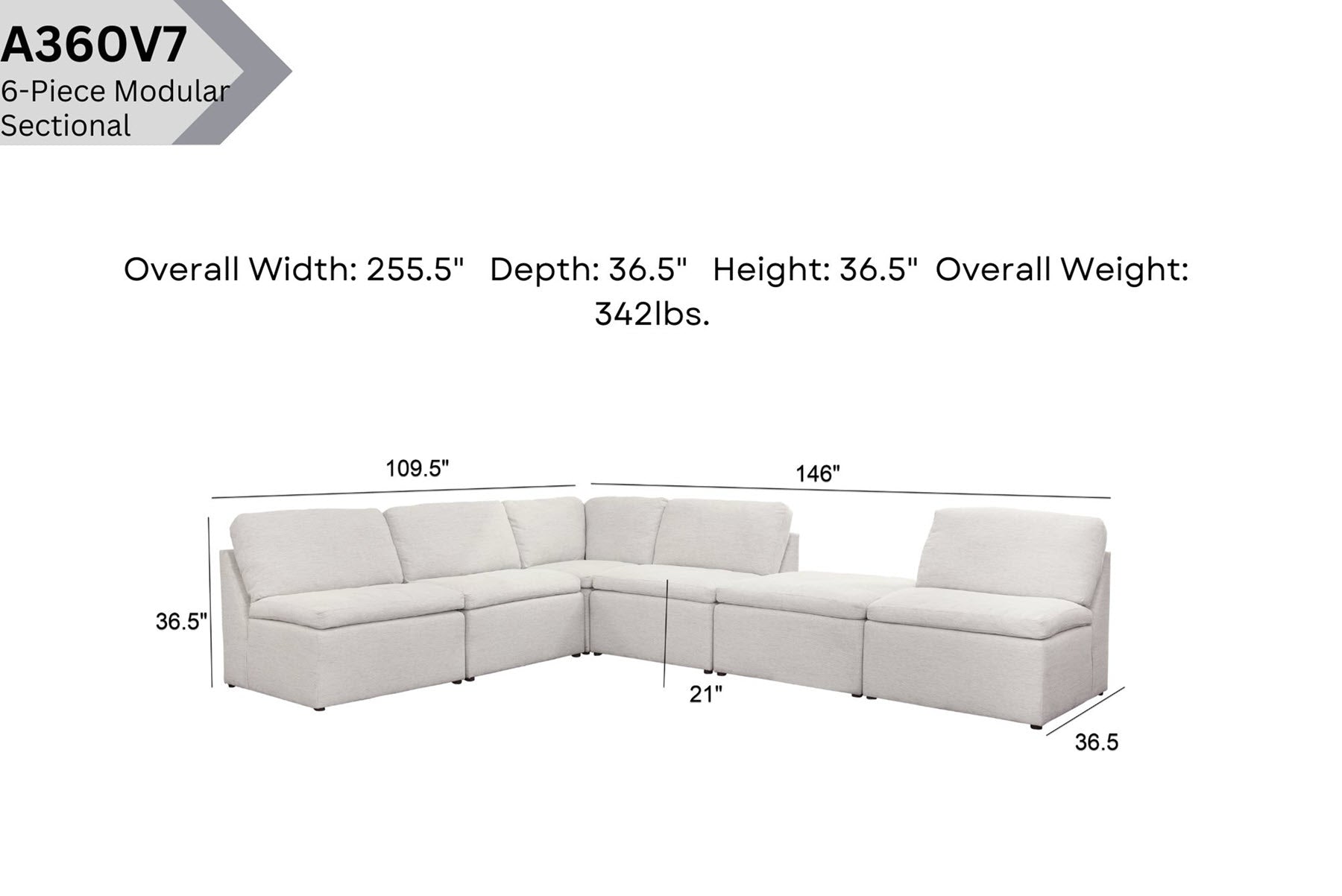 A360V7 7-Piece Modular Sectional Second Configuration