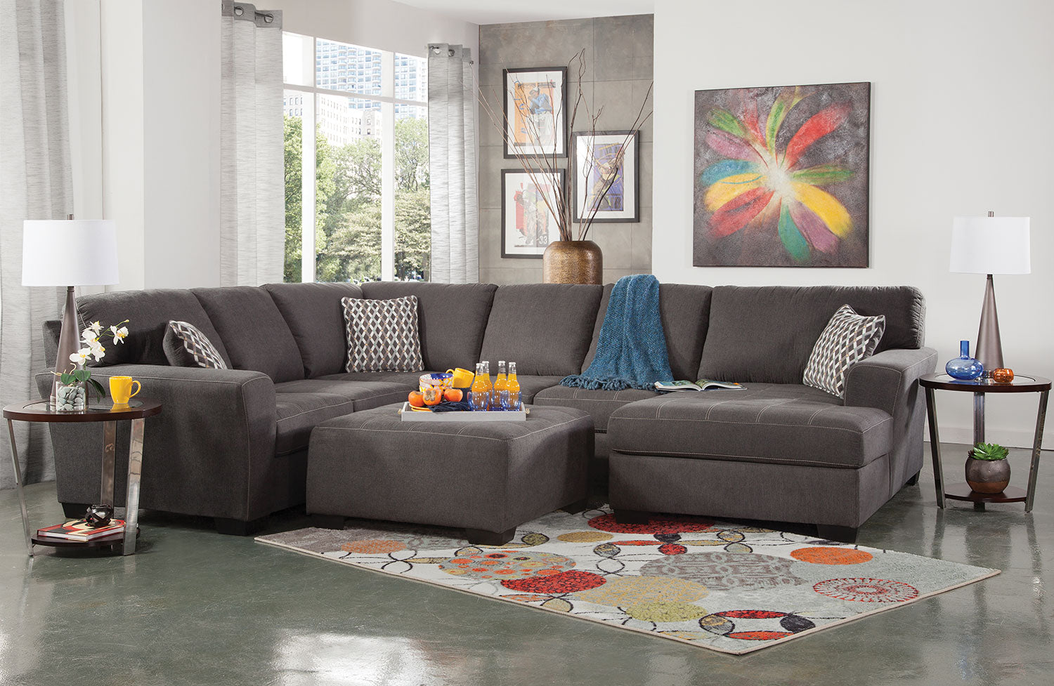 A101V5 Cocktail Ottoman- Charcoal Grey