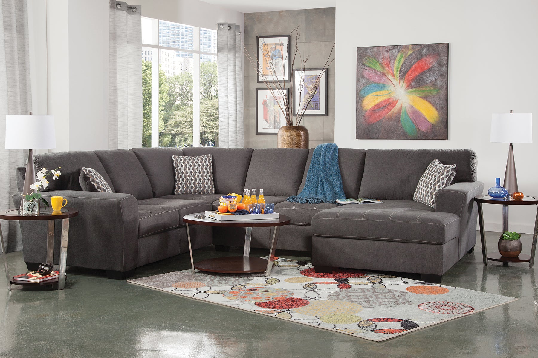 A101V5 3-Piece Sectional- Charcoal Grey
