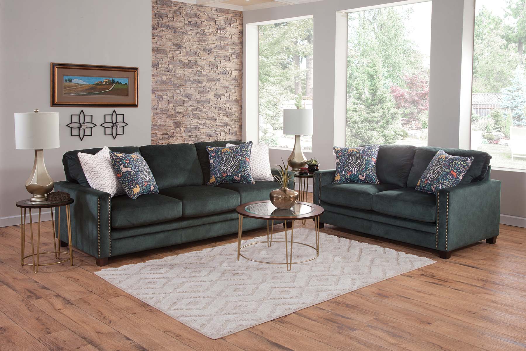 A256U Sofa with USB Port Green Woodhaven Furniture