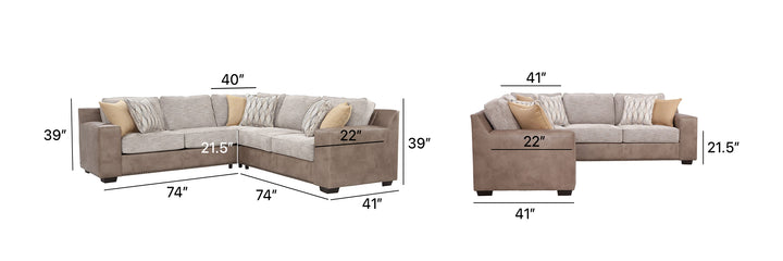 S246V6 3-Piece Sectional - Grey